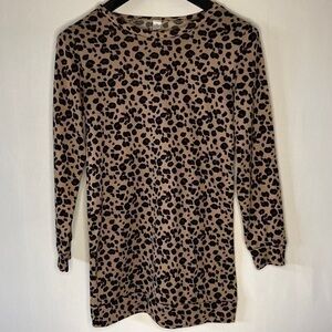 Leopard Print Long Sleeve Soft Blouse Top Long Fit Size M Unbranded